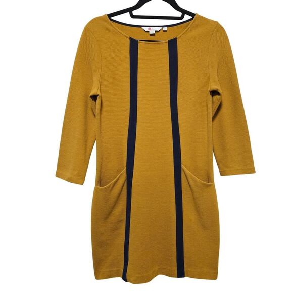Boden Anita Dress Size 8 Mustard Yellow and Navy - Picture 1 of 10